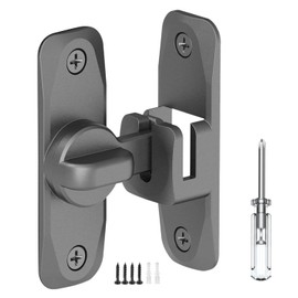 Barn Door Lock, 90/180 Degree Gate Latches, Zinc Alloy Right Angle Door Lock Latch, Barn Door Hasp Latch for Push/Sliding/Barn Door/with a Screwdriver (Grey-1Pc)