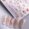 Celestial Nail Art Stickers, Gold Metallic Sun Moon Design Nail
