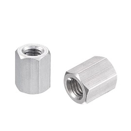 sourcing map M5 x 0.8-Pitch 10mm Length 304 Stainless Steel Metric Hex Coupling Nut, 5-Pack