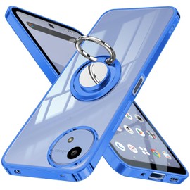 AQUOS wish5 ケース クリア SH-52F 透明 リング カバー スマホケース 薄型 tpu 耐衝撃 ストラップホール スリム ソフト 青 メッキ加工 アクオス wish5 ケース ブルー