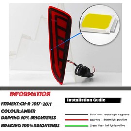GeeGeeTop Red LED Rear Bumper Reflectors Fog Brake Tail Light Lamps Accessories Fit For 2020 2021 Toyota CHR CH-R,Function as Tail Light And Brake Light (Rear bumper lamps)