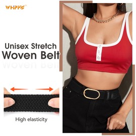 WHIPPY Braided Woven Stretch Belt Women Men Web Casual Unisex Mixed Color Woven Elastic Golf Belts for Jeans Pants M