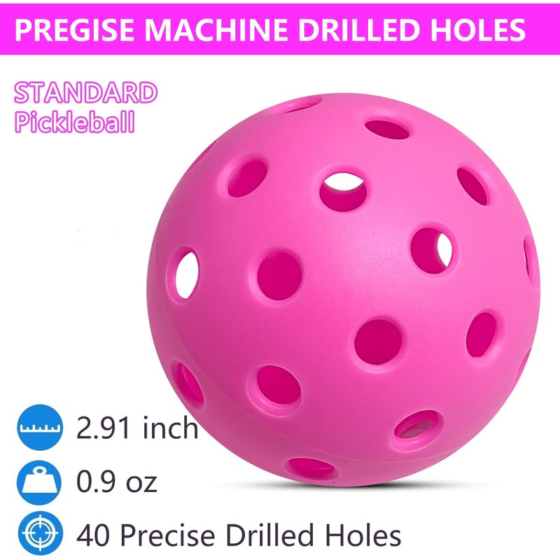 6 - Pack Pickleball Balls, 40 Holes Outdoor Pickleballs, High