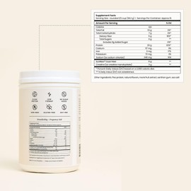 Perelel Triple-Support Plant Based Protein Powder, Creamy Vanilla, 20g Vegan Protein Powder, 3g Creatine Monohydrate, & 5g Prebiotic Fiber per Serving, Dairy Free, No Sugar Added, 15 Day Supply