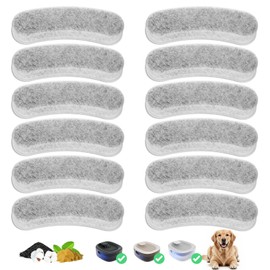 AnyEnjoy 12 Pack Replacement Filters Compatible with WOPET 6L Dog Water Fountain for Dogs and Cats, White, Cotton, Round, Multilayer Filtration