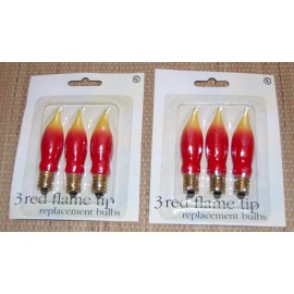 Target Vtg Red Flame Tip Replacement Bulbs C7 Christmas Candle Candelabra 2 Pkgs #