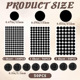 340Pcs Black Self-Adhesive Screw Covers Caps 290pcs Screw Hole Sticker & 50pcs Plastic Furniture Hole Cap Sticky Decals Self Tapping Screws Covers for Various Furniture Cabinet 12mm 15mm 21mm