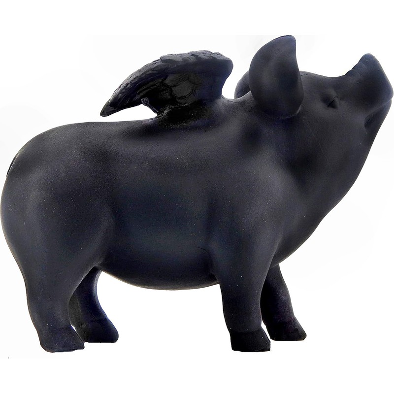 Bellaa 26096 Whimsical Flying Pig Statue Angel Hog Heaven Farmhouse