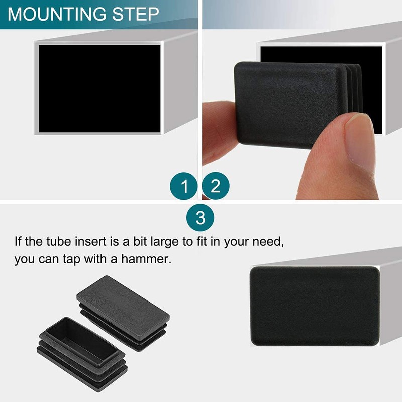 sourcing map Plastic Plug End Caps 30mm x 15mm Rectangular