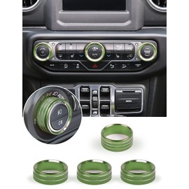 Savadicar HVAC Climate Control Panel Knob Trim Kit & Light Control Switch Cover, Air Conditioner Knob Aluminum Alloy Ring for 2018-2024 Jeep Wrangler JL JLU & Gladiator JT, Interior Accessories, Green