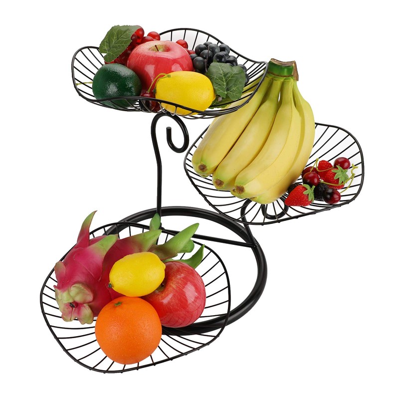 OwnMy 3-Tier Fruit Basket Stand Decorative Iron Fruit Bowl, Metal