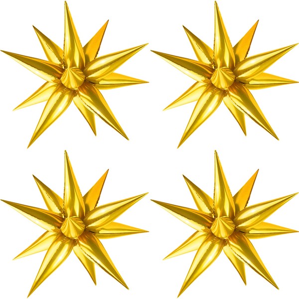 Moukiween 12 Point Star Balloons-50 Pcs Explosion Star Foil Balloons,Starburst