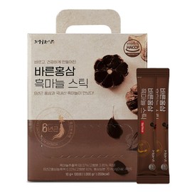 Jeongwon Ginseng Raw Red Ginseng Black Garlic Stick 100p, 1kg, 1 box / 정원삼 바른홍삼 흑마늘 스틱 100p, 1kg, 1박스