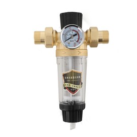 Cozyel Drinking Water Filter Set, 1 Inch Water Pressure Reducer Backwash Filter with Water Pressure Gauge and Stainless Steel Strainer Filter, Water Pressure Valve Made of Brass for Regulating Water