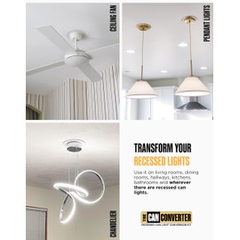 The Can Converter R56 Recessed Can Light Conversion Kit w/ 7"¾ Flat Ceiling Medallion - Home Improvement for 5" & 6" Cans, Converter Kit for Ceiling Fan & Light Fixture, UL Certified, Polished Brass