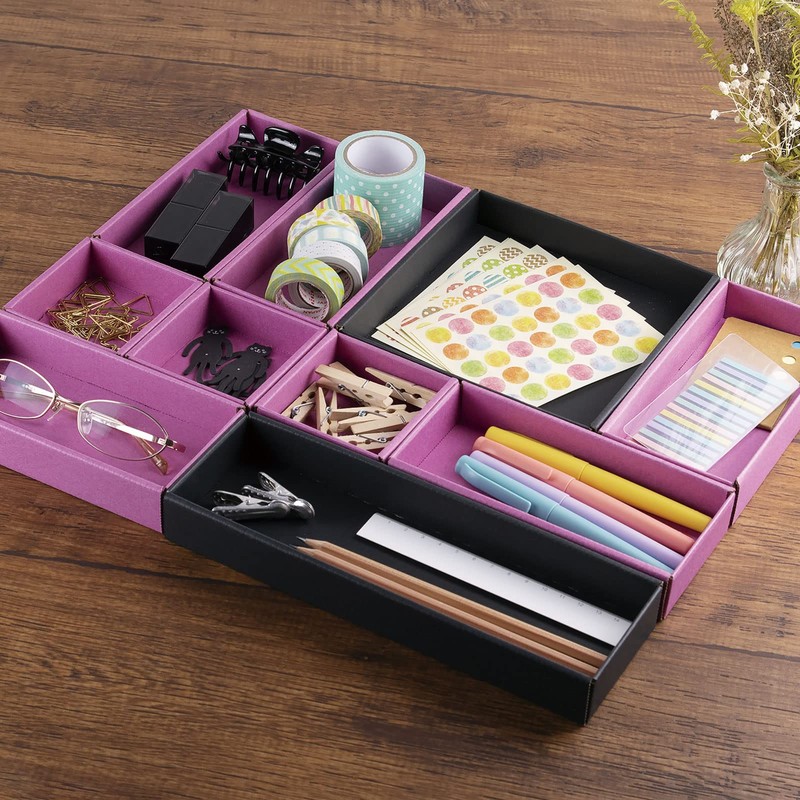 yamapac SHIKI® Shallow Drawer Organization Trays (Green x Taupe, Set