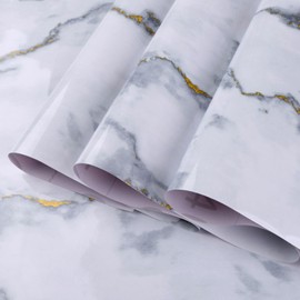 Marble Contact Paper Gray Textured Self-Adhesive PVC Removable Wallpaper for Bathroom Kitchen Countertops Cabinets Furniture(23.6 in× 196.8in)