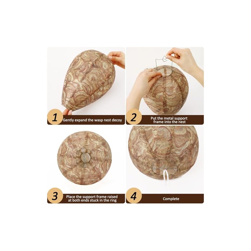 DECYOOL 4 Pack Wasp Nest Decoy Natural Paper Hornet Deterrent