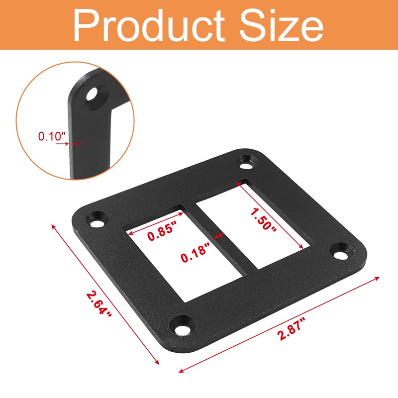 Coufce 2 Gang Black Switch Shell Bracket， Anodized Aluminium Rocker