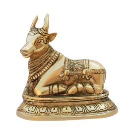 Treemaison Coronating Homes Vastu Brass Nandi Cow Statue Vastu Remedy for Home & Office | Brass Shiva's Bull (Nandi)