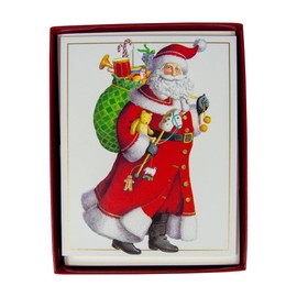 Caspari Santa with Toy Sack Mini Boxed Christmas Cards - 15 Cards & 15 Envelopes