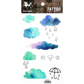 Tattoos 2 Sheets Temporary Tattoo 3D Sun Umbrella Rain Clouds for Women Men Lower Back Shoulder Neck Arm Tattoo Sticker Party Fashion