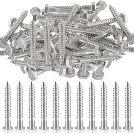 Zonon 100 Pcs 1/4" x 2" Hex Head Lag Screws 304 Stainless Steel Lag Bolts Heavy Duty Lag Screws Hexagon Head Wood Screws