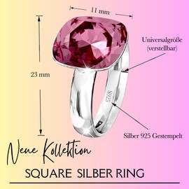 925 Sterling Silber 44 farben Ringe für Damen Verstellbarer mit Marken Kristalle - Glänzend Cubic Zirkonia Ring Fingerring Kommt in Schmuck Geschenk Box (Rose)