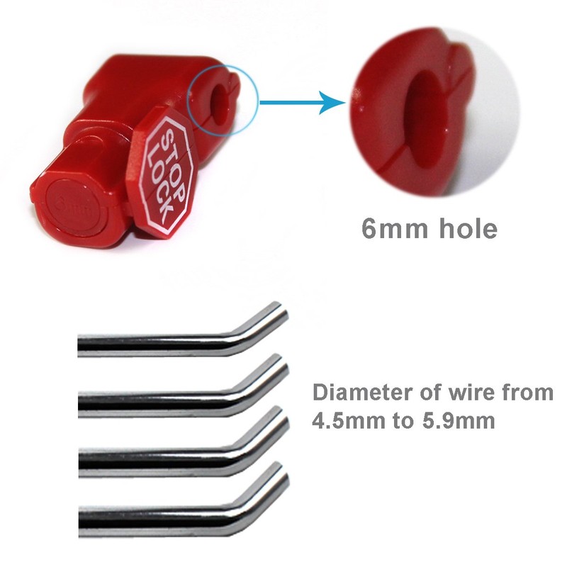 Betertek Peg Hook Locks Stop Lock 100pcs Plastic red Stop