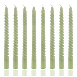 8 Pack 10 Inch Sage Green Spiral Taper Candles Long Burning Dripless Candles for Spring Decor Party Dinner Home Decor Wedding