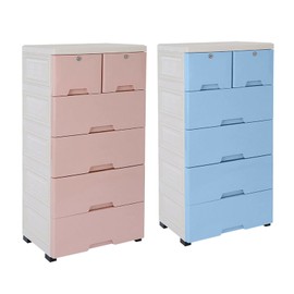AngelcityCC Plastic Drawers Dresser with Lock, Storage Cabinet with 6 Drawers, Closet Drawers Tall Dresser Organizer for Clothes, Playroom, Bedroom Furniture