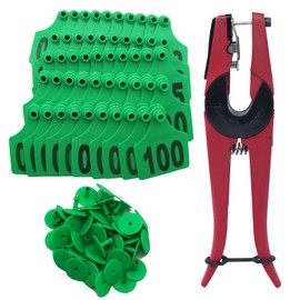 Abustle Pig Extra Large Ear Tags, 100pcs/Pack, Thickened Plastic, Laser Printed, for Cattle, Goat, Pigs Identification (4.13x2.75 inch, Yellow, Green 001-100)