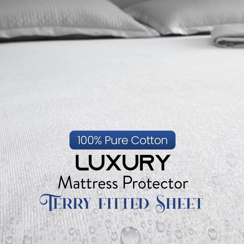 Sunshine Comforts Cotton Waterproof Mattress Protector Single- Ultra-Soft, Breathable Single
