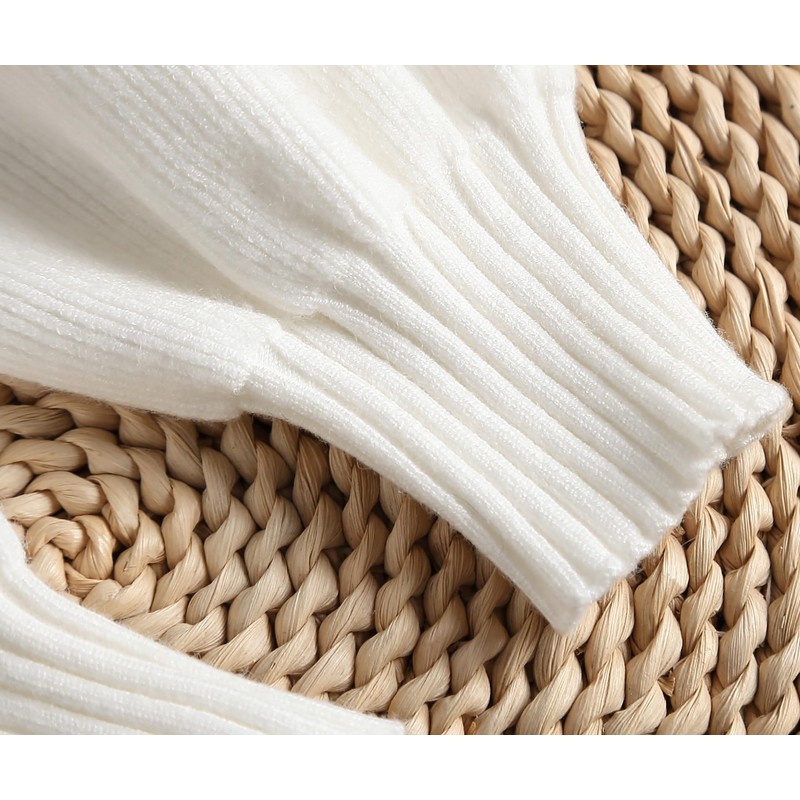 SUZALA Removable Wrist Cuffs False Sleeves for Women Teens, Knitting-White