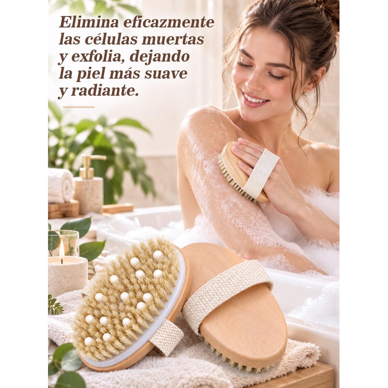 Cepillo corporal exfoliante de cerdas naturales KQQKDYIR – set 2