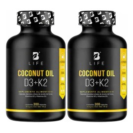 Pack 2 B Life Aceite Coco Vitamina D3 Y K2 300cap Ctcf1                                                                                               