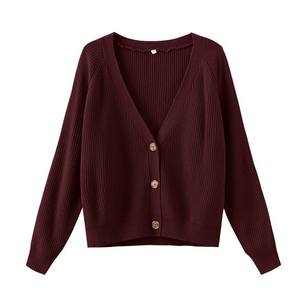 TASAMO Women's Long Sleeve Open Front Cropped Cardigan Sweater Elegant