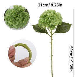 LINSIE 4Pcs Realistic Green Hydrangea Artificial Flowers with Stems 19.68 Inch Latex Faux Hydrangeas Flower Real Touch Large Hydrangea for Weddings Bouquets Table Office Centerpieces Home Decor Party