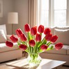 Nature’s Mimic 20pcs red Faux Silk Tulips Flowers Fake Flowers