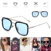 Retro Vintage Sunglasses Tony Stark Glasses Square Metal Frame for