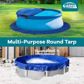 TARPAL 20ft Round tarp Waterproof 8mil Poly Tarps Pool Cover Multifunctional Tarpaulin Pool Covers for Above Ground Pools Dust and UV Resistance （Blue/Black）