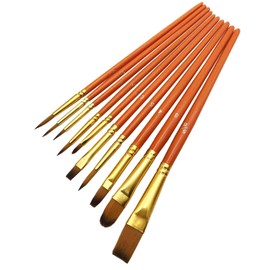 10 Piece Brush Set, Artist Brush Set, High-Quality Brushes with Wooden Handles, Premium Nylon Acrylic Paint Brush Sets, Wooden Handle Brush Set, Oil Paints Painting Brush for Beginners Children