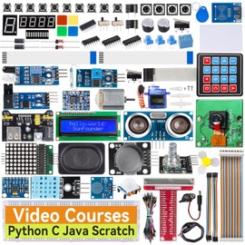 SunFounder Raspberry Pi Ultimate Starter Kit for Raspberry Pi 4B 3B+ 400, Java Python C Scratch Node.js, Detailed Online Tutorials, 161 Projects, 337 Items (Camera Module, Speaker)