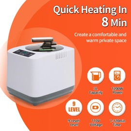 GHOSOONE Portable Home Sauna Steam Machine with Remote Control - 1200W 3L Upgrated Fast-Heating System, 9-Level Adjustable Steam & 120-Min Timer, for Home Spa Sauna Accessories