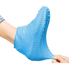 2 PCS Reusable Shoes Cover for Rain, Silicone Shoes Covers for Men Women, Non-Slip Outdoor Waterproof Shoe Protectors Blue Large