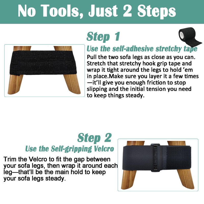 KLUNMA 4P sectional Couch connectors Bands to Make sectional Stay-Easy