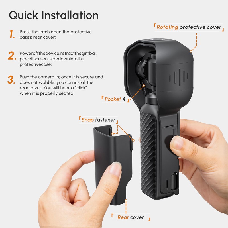 Pocket 4/3 Protective Case Cover with Rotating Head for DJI