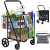 Folding Shopping Cart with Waterproof Bag, Grocery Cart with Encrypted