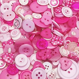 Chenkou Craft Lotes de 100 unidades de botones pequeños de plástico, surtido de colores rosa y rosa intenso, para manualidades de costura DIY