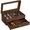 BEWISHOME Watch Box for Men, 12-Slot Watch Case, 2-Layer Watch